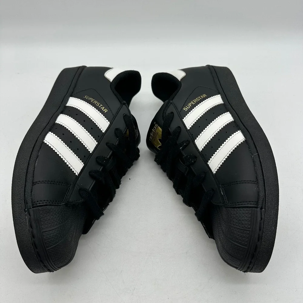 Adidas B23642 Mens Size 7 BLK/White/Gold Superstar J Core Black Shell Toe Shoes